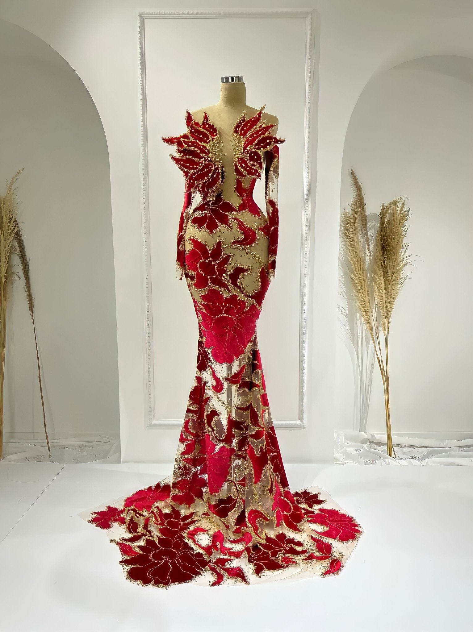 Chandra Off-Shoulder Stone-Detailed Dress - Blini Fashion House