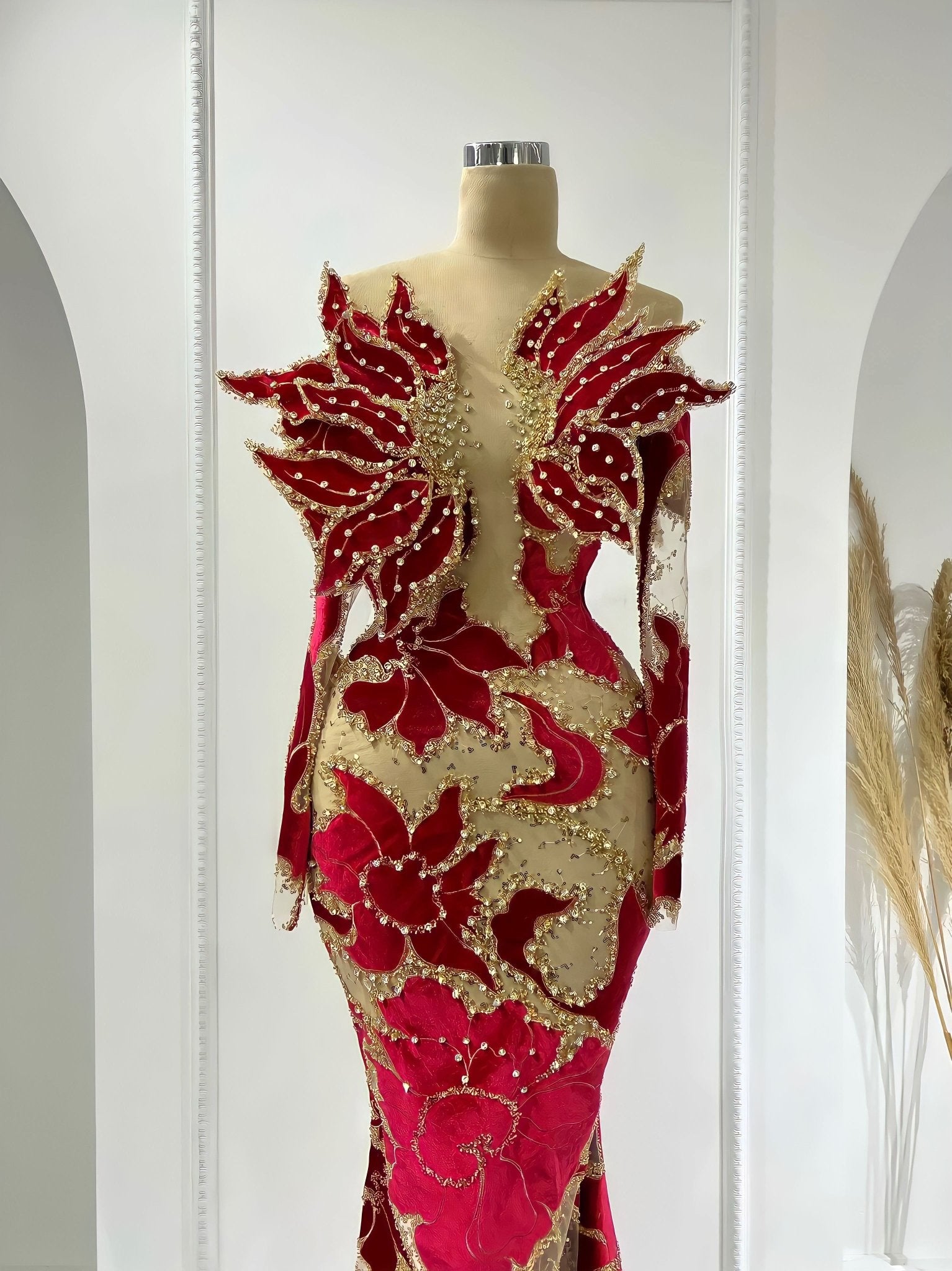 Chandra Off-Shoulder Stone-Detailed Dress - Blini Fashion House