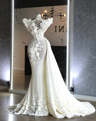 Chiara Side Tail and Sparkling Stones Bridal Dress - Blini Fashion House