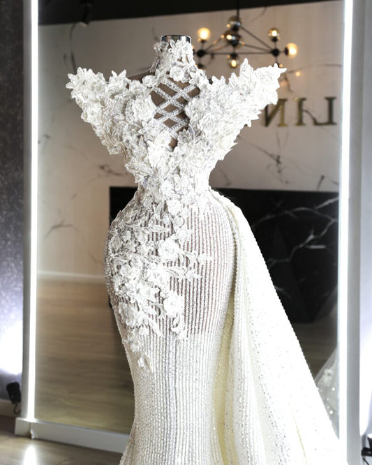 Chiara Side Tail and Sparkling Stones Bridal Dress - Blini Fashion House