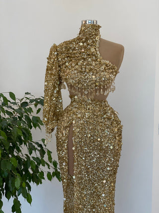 Christelle Sparkling Sequins High Neck Dress - Blini Fashion House