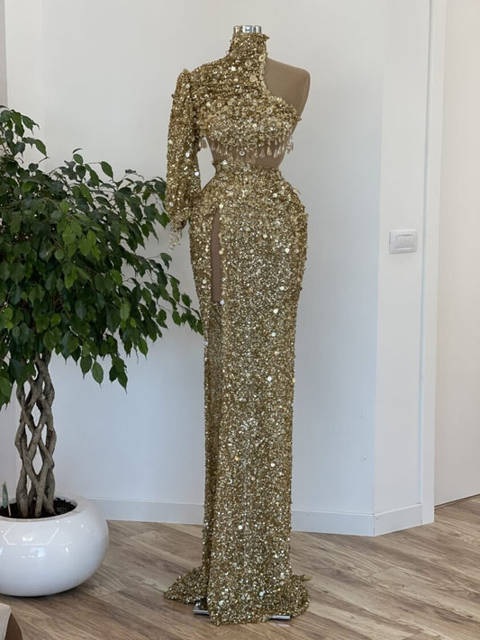 Christelle Sparkling Sequins High Neck Dress - Blini Fashion House