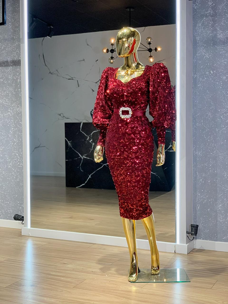 Cires Glamorous Puff-Sleeve Maxi-Length Dress - Blini Fashion House