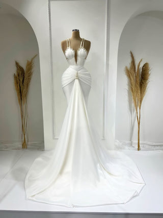 Clara Thin Strapped Bridal Dress - Blini Fashion House
