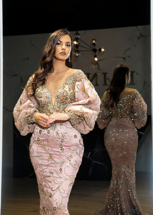 Clariana Puff Sleeve Dress with Layered Overskirt - Blini Fashion House