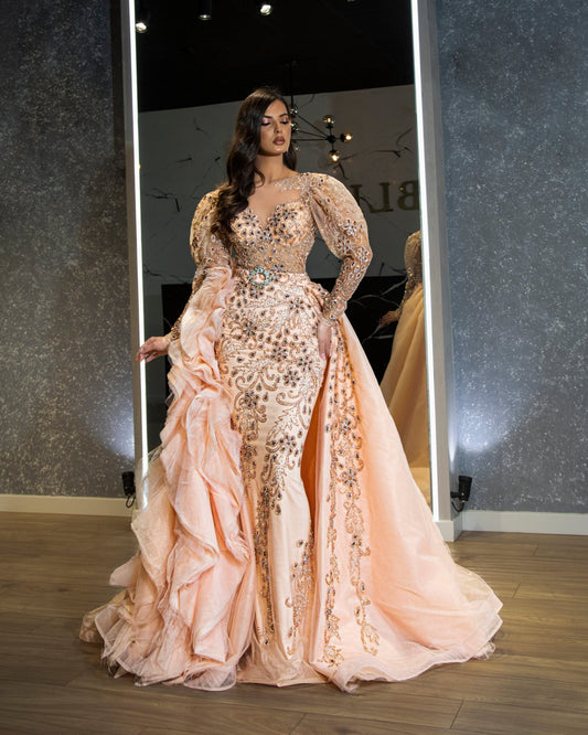 Clodeana Puff Sleeve Overskirt Dress - Blini Fashion House