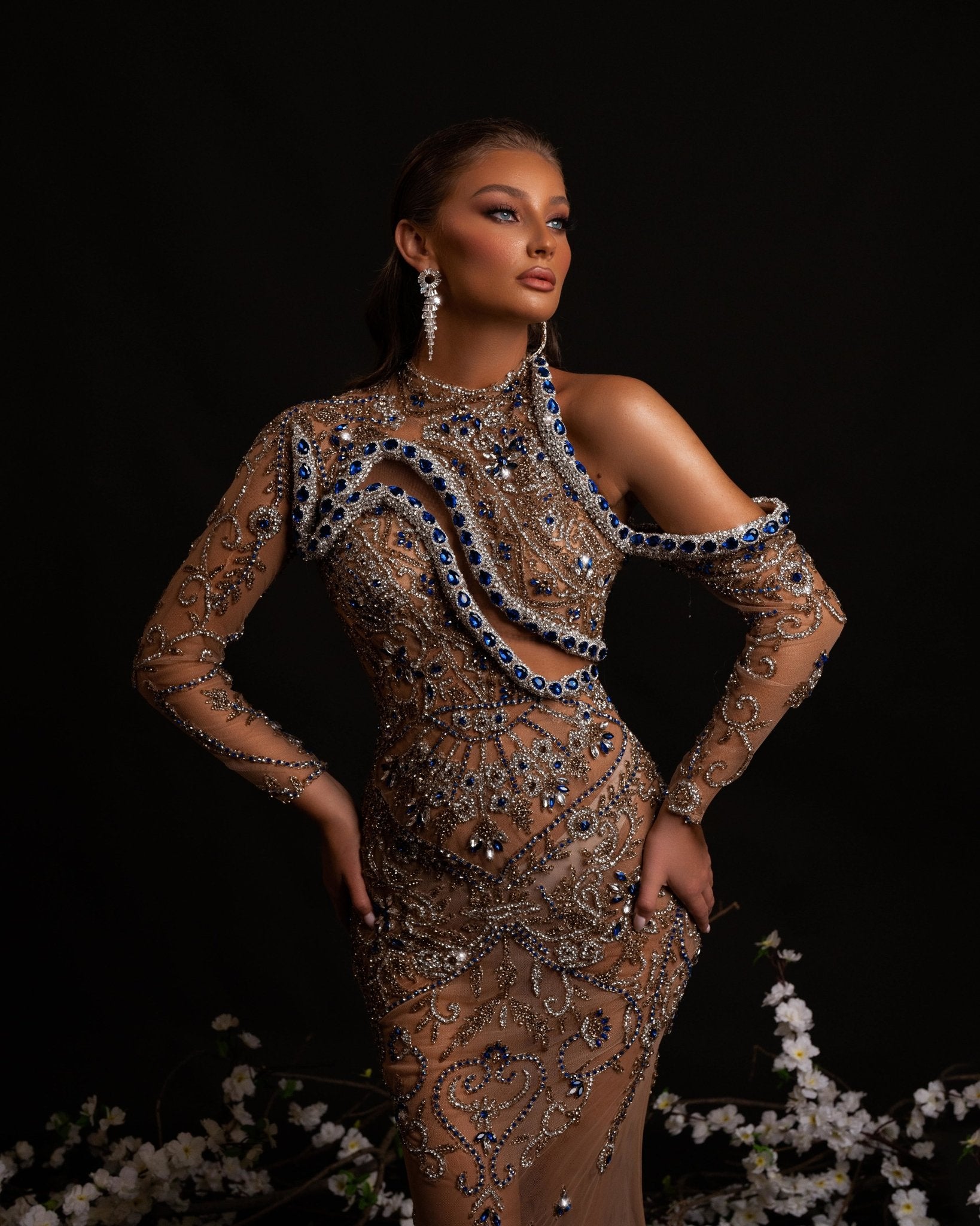 Snake Dress Blue Silver Stones Blini Fashion House
