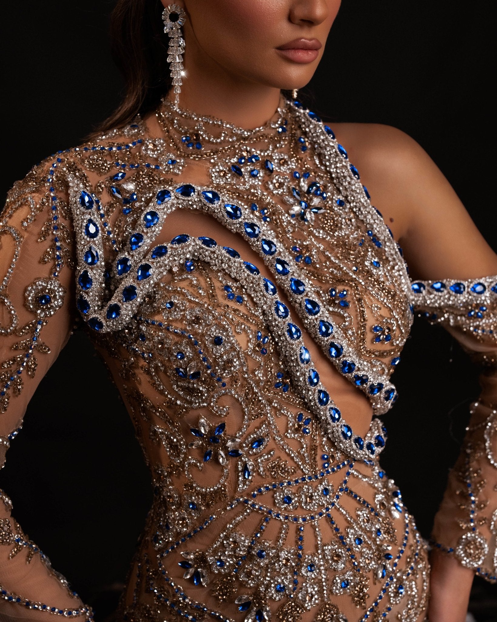 Exquisite Stone Embellishments on Snake Dress