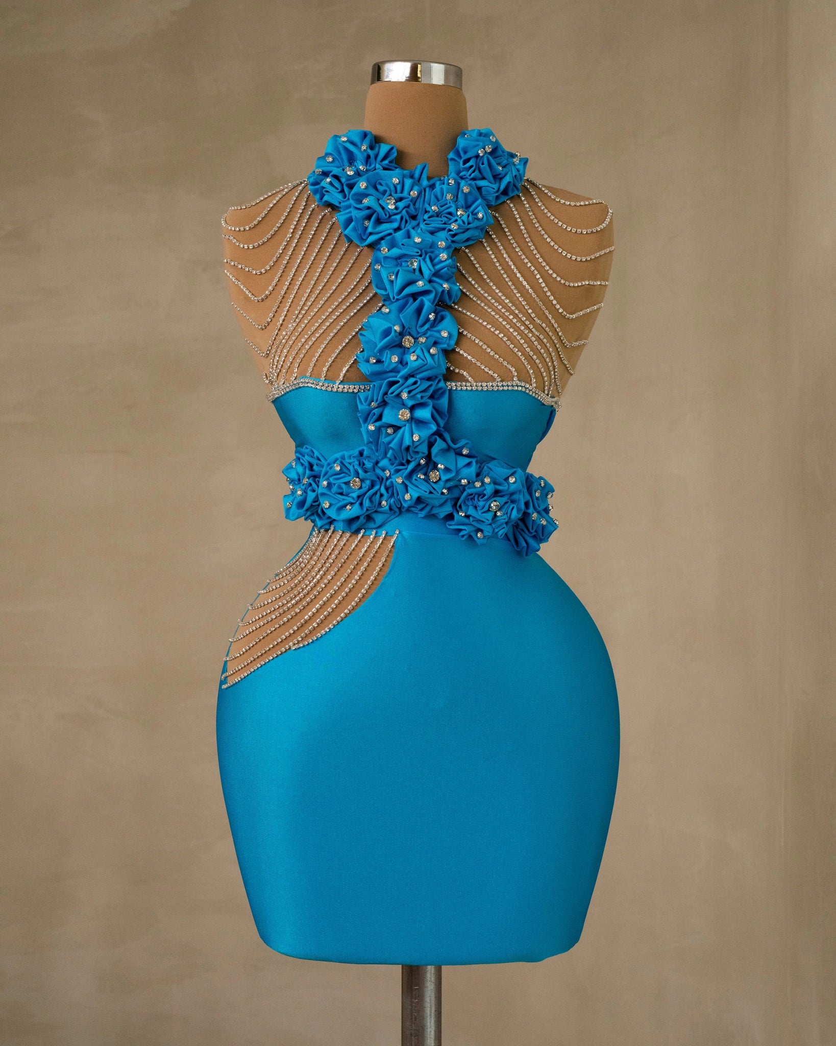 Elegant Silver Embellished Sleeveless Dress