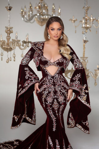 Elegant Burgundy Velvet Dress