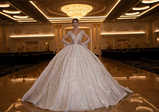 Debora Flowing Chiffon Sleeve Wedding Gown - Blini Fashion House