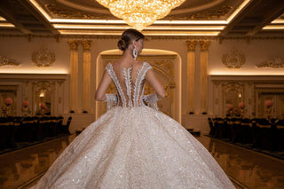 Debora Flowing Chiffon Sleeve Wedding Gown - Blini Fashion House