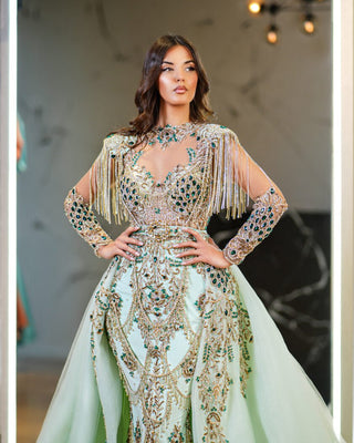 Despina Elegant Stone-Detailed Overskirt Gown - Blini Fashion House