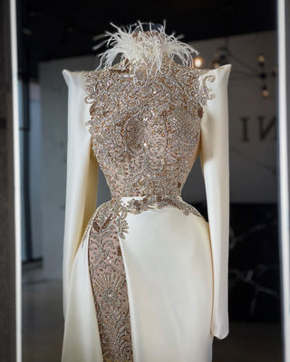 Dina High-Neck Dress with Stone Embellishments - Blini Fashion House