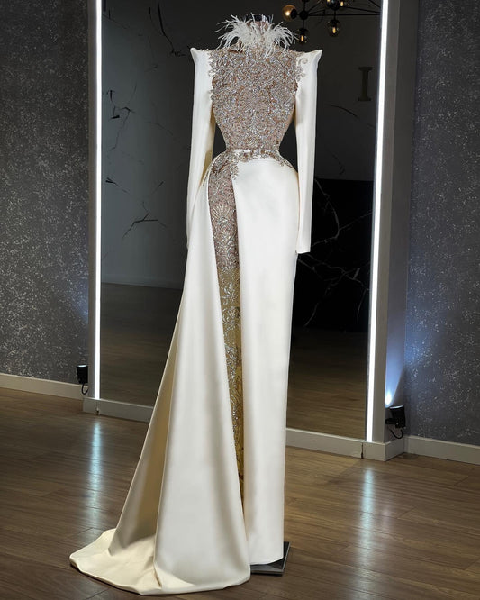 Dina High-Neck Dress with Stone Embellishments - Blini Fashion House