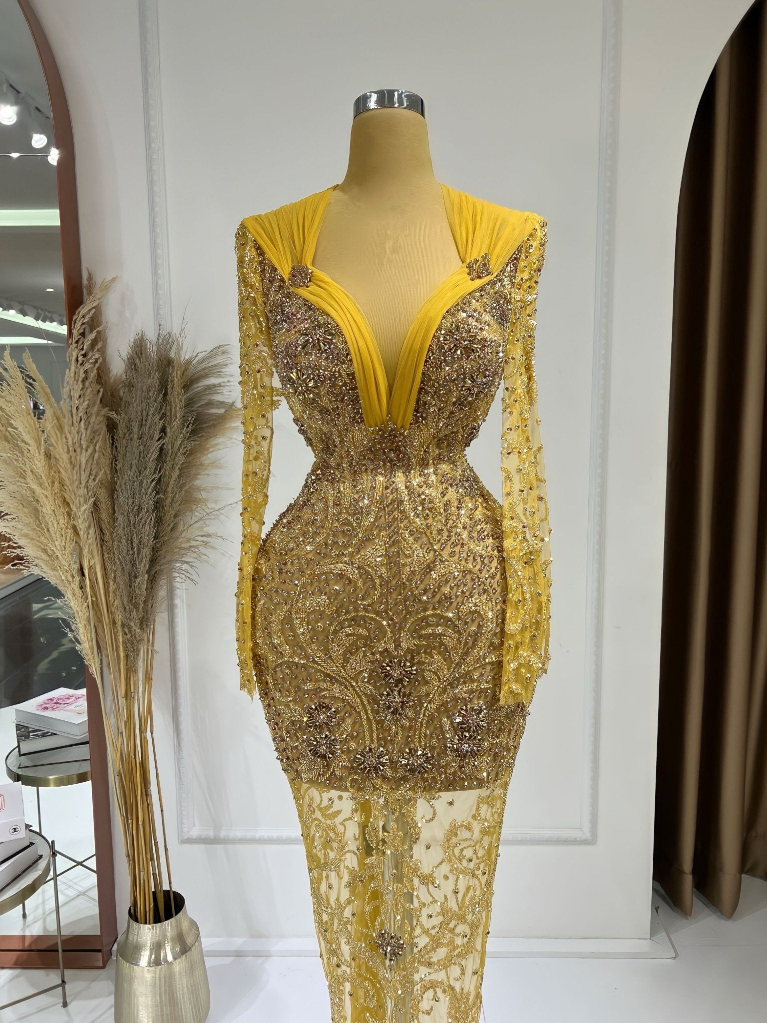 Dinea Maxi-Length Dress with Long Sleeves - Blini Fashion House