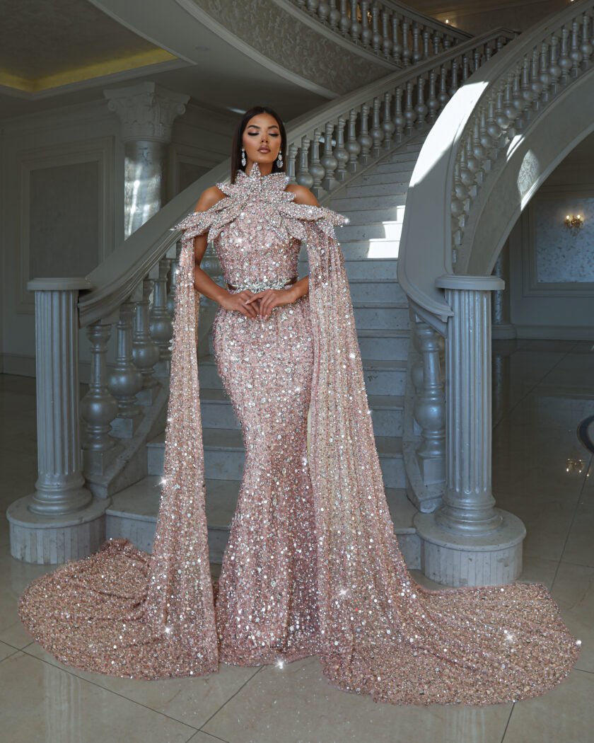 Diores Sparkling Sequined Evening Gown - Blini Fashion House