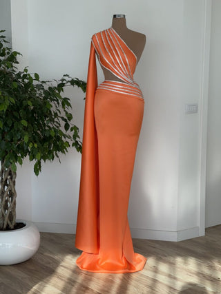Eirini Sparkling Stone Side Cape Dress - Blini Fashion House