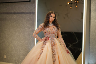 High Neck Ball Gown with Crystals