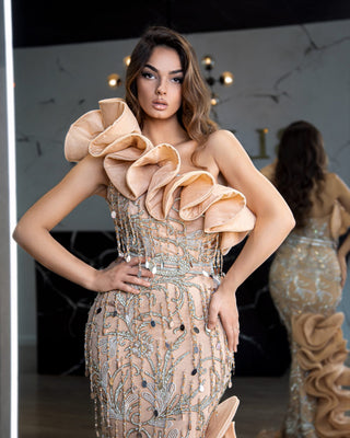 Elka Glamorous Shiny Tassel Gown - Blini Fashion House