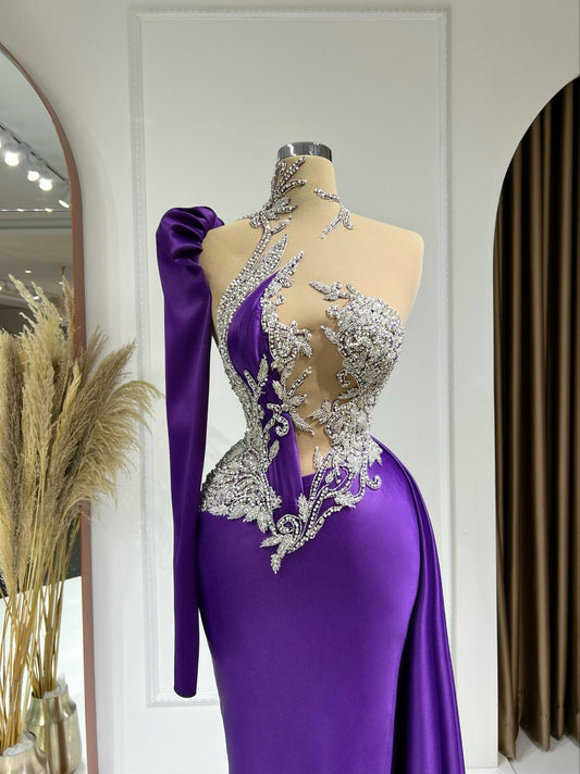 Eloise One-Shoulder Design with Sparkling Stones - Blini Fashion House