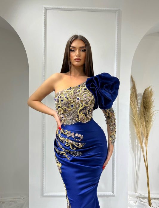 Elyssee Deep Slit One Shoulder Dress - Blini Fashion House