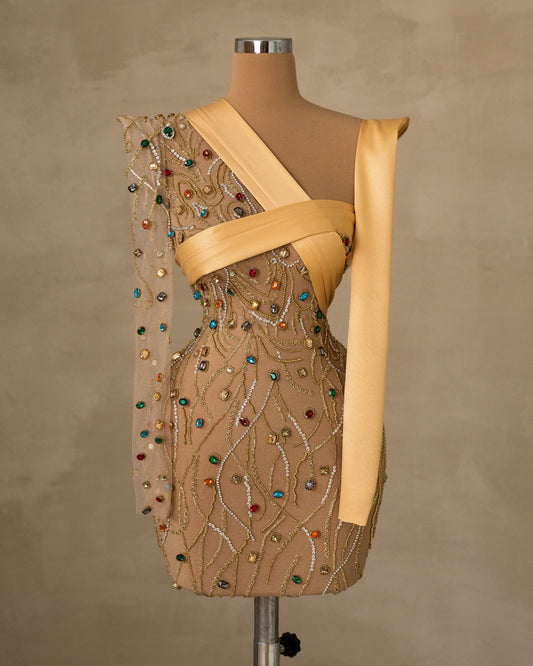 Elegant Short Dress with Crystal Embellishments