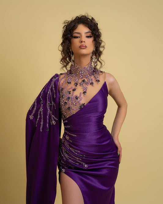 Elegant Purple Satin Gown