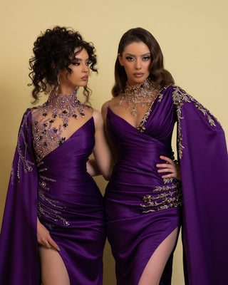 Sultry Purple Satin Evening Dresses