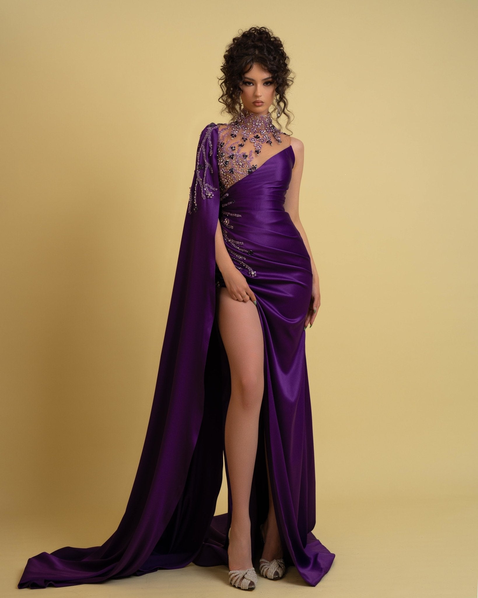Purple Satin Dress Blini Fashion House