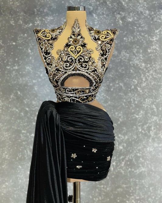 Emna Gorgeous Short Dress Eye-catching Side Tail - Blini Fashion House