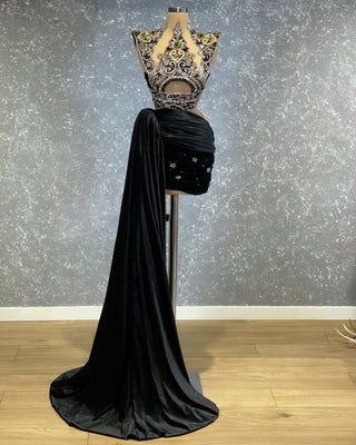 Emna Gorgeous Short Dress Eye-catching Side Tail - Blini Fashion House