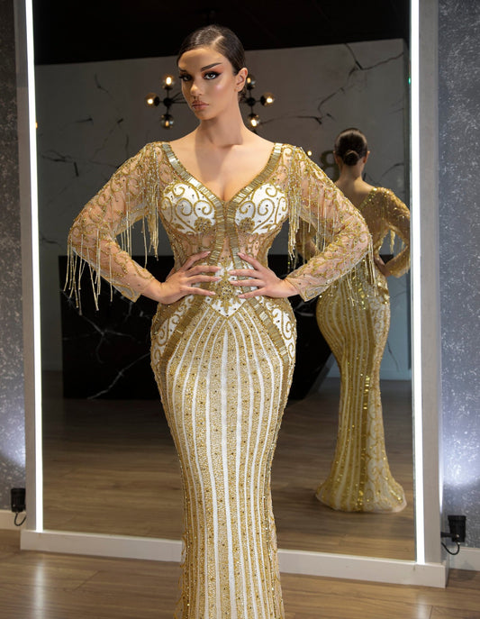 Enail Open Chest Dress adorned with Stones - Blini Fashion House