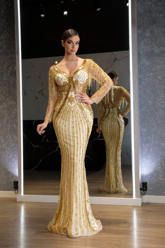 Enail Open Chest Dress adorned with Stones - Blini Fashion House