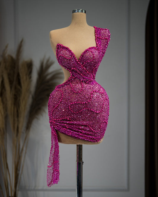 Esha Short Dress with Sparkling Sequins and Beads - Blini Fashion House