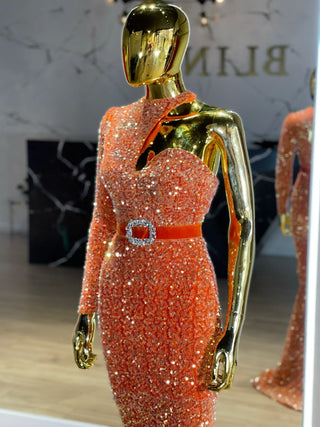 Esma Stunning Sequin One Shoulder Dress - Blini Fashion House