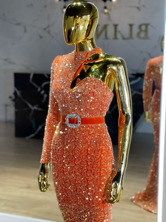 Esma Stunning Sequin One Shoulder Dress - Blini Fashion House