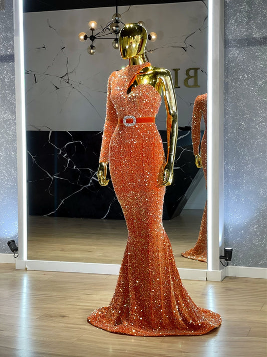 Esma Stunning Sequin One Shoulder Dress - Blini Fashion House