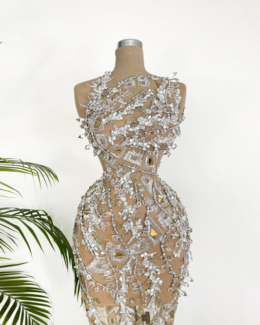 Robe sans manches en pierres et cristaux Esmée