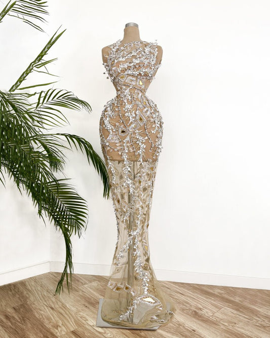 Robe sans manches en pierres et cristaux Esmée