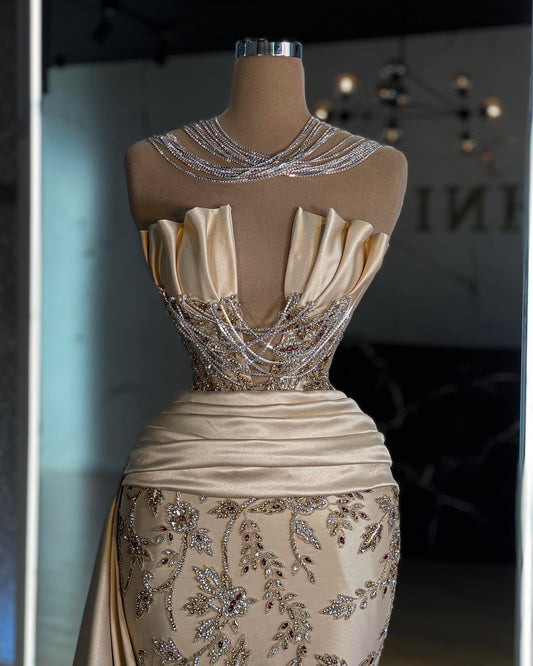 Esmeralda Sleeveless Dress with Dramatic Side Tail