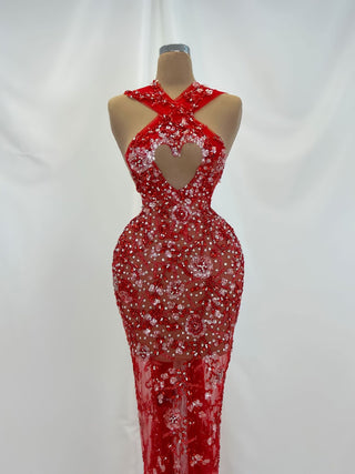Estelle Sleeveless Dress with a Flirty Heart Design