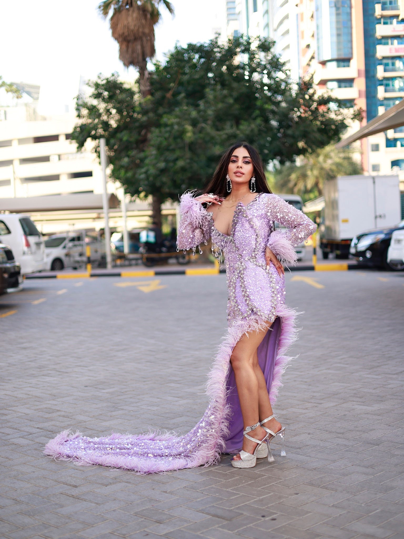 Enchanting beauty: Farzana Naz donning Blini's exquisite purple gown