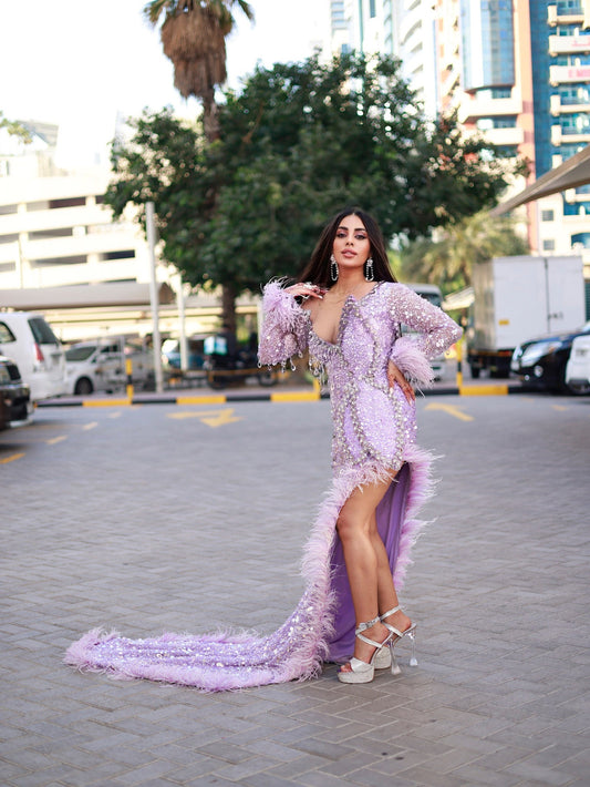 Enchanting beauty: Farzana Naz donning Blini's exquisite purple gown