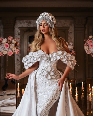 Bridal Dress - White Lace Off-Shoulder Wedding Gown