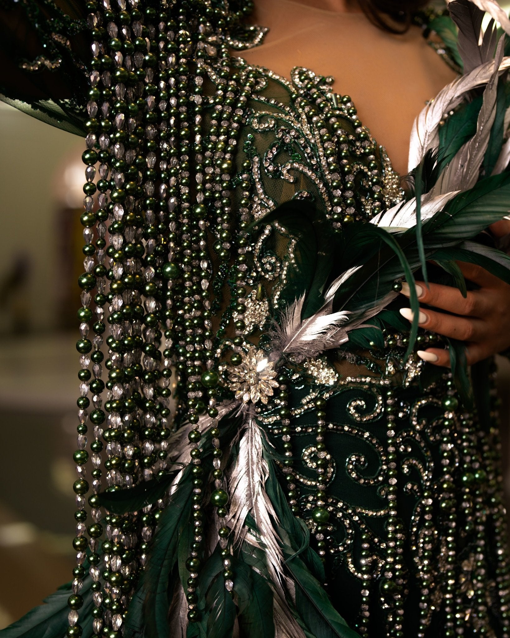 Bold Fashion Choice: Feather Embellished Deep Slit Dress