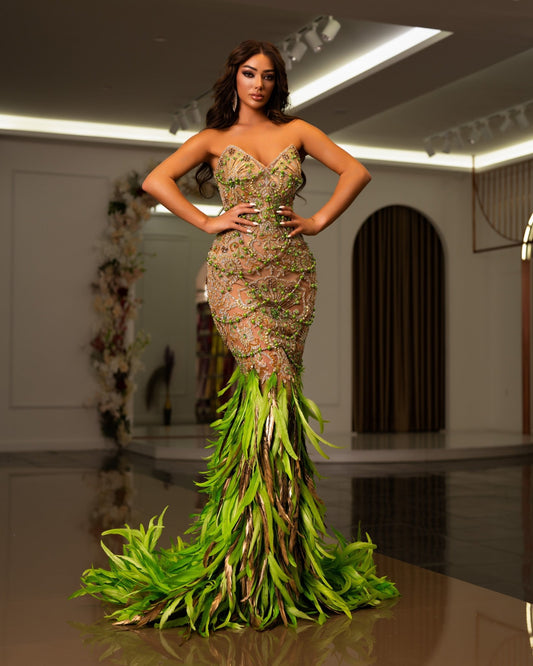 Feathered Glamour: Sleeveless Dress