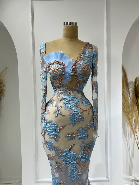 Flair Cut-Out Chest Long Sleeve Dress