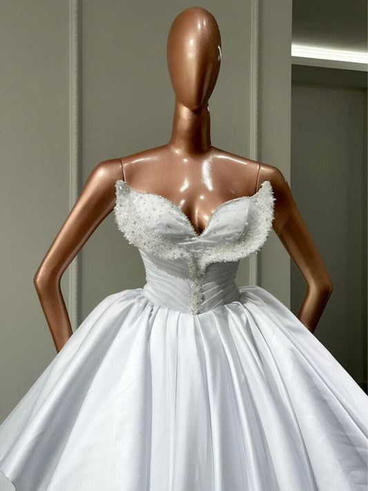 Flavia Exquisite Satin Sleeveless Bridal Dress