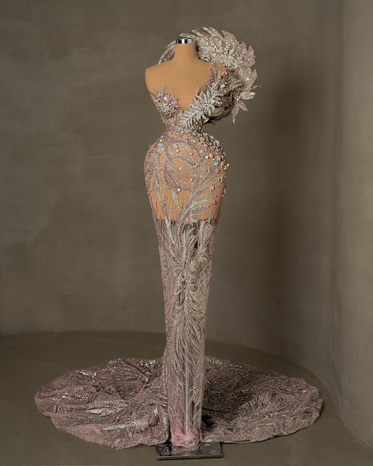 Sleeveless Silver Dress Embellished with Stones